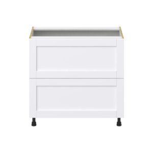 Dahlia Bright White  Shaker Assembled Base Cabinet with 2 Drawers (36 in. W x 34.5 in. H x 24 in. D)