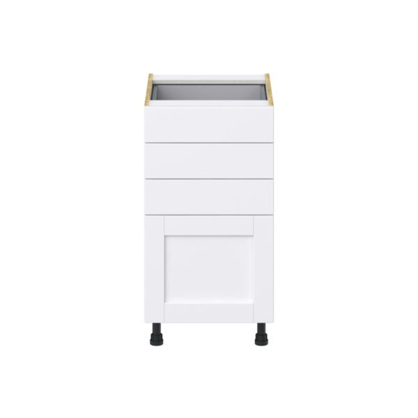 Dahlia Bright White  Shaker Assembled Base Cabinet with 4 Drawers (18 in. W x 34.5 in. H x 24 in. D)