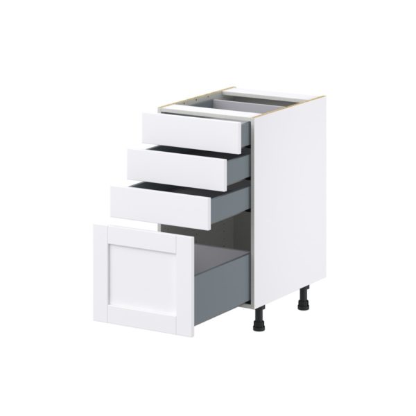 Dahlia Bright White  Shaker Assembled Base Cabinet with 4 Drawers (18 in. W x 34.5 in. H x 24 in. D)