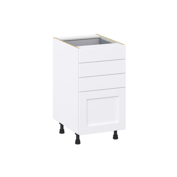 Dahlia Bright White  Shaker Assembled Base Cabinet with 4 Drawers (18 in. W x 34.5 in. H x 24 in. D)