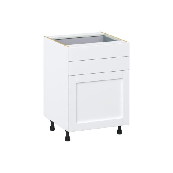 Dahlia Bright White  Shaker Assembled Base Cabinet with 1 Door and Two 5 in. Drawers (24 in. W x 34.5 in. H x 24 in. D)