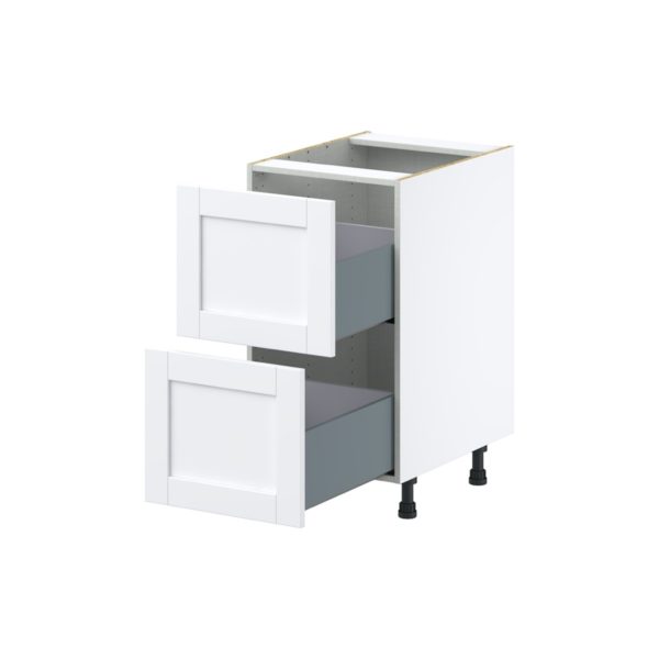 Dahlia Bright White  Shaker Assembled Base Cabinet with 2 Drawers (18 in. W x 34.5 in. H x 24 in. D)