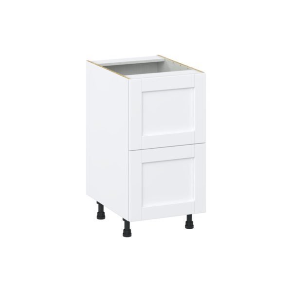 Dahlia Bright White  Shaker Assembled Base Cabinet with 2 Drawers (18 in. W x 34.5 in. H x 24 in. D)