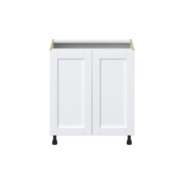 Dahlia Bright White  Shaker Assembled Base Cabinet with 2 Full High Doors (30 in. W x 34.5 in. H x 24 in. D)