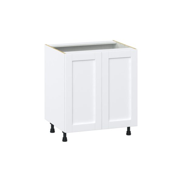 Dahlia Bright White  Shaker Assembled Base Cabinet with 2 Full High Doors (30 in. W x 34.5 in. H x 24 in. D)