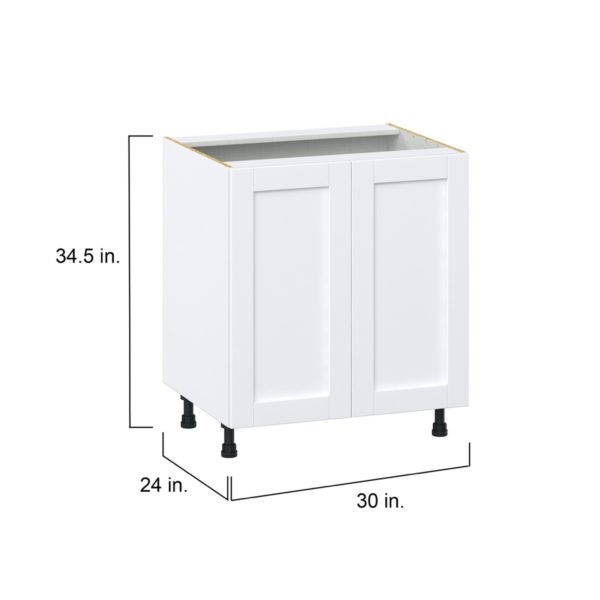 Dahlia Bright White  Shaker Assembled Base Cabinet with 2 Full High Doors (30 in. W x 34.5 in. H x 24 in. D)