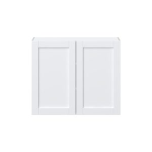 Dahlia Bright White  Shaker Assembled Wall  Cabinet with 2 Full High Doors (36 in. W x 30 in. H x 14 in. D)