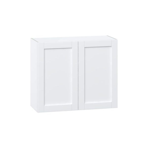 Dahlia Bright White  Shaker Assembled Wall  Cabinet with 2 Full High Doors (36 in. W x 30 in. H x 14 in. D)