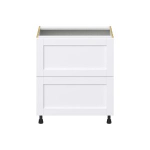 Dahlia Bright White  Shaker Assembled Base Cabinet with 2 Drawers (30 in. W x 34.5 in. H x 24 in. D)