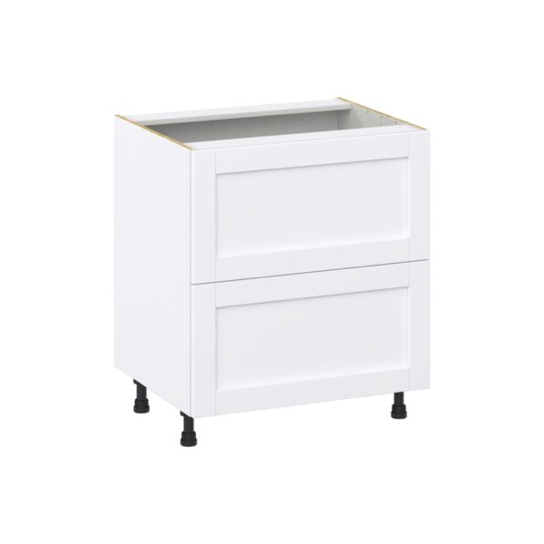 Dahlia Bright White  Shaker Assembled Base Cabinet with 2 Drawers (30 in. W x 34.5 in. H x 24 in. D)