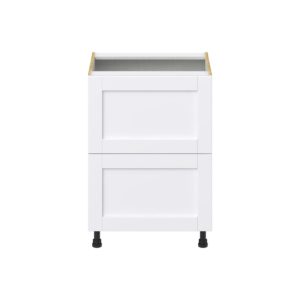 Dahlia Bright White  Shaker Assembled Base Cabinet with 2 Drawers (24 in. W x 34.5 in. H x 24 in. D)