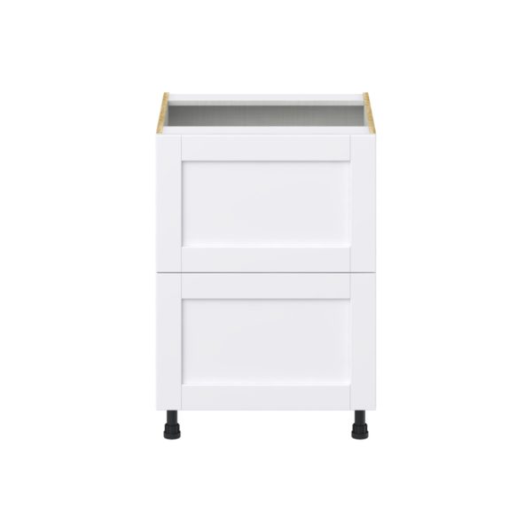 Dahlia Bright White  Shaker Assembled Base Cabinet with 2 Drawers (24 in. W x 34.5 in. H x 24 in. D)