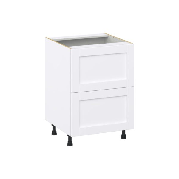 Dahlia Bright White  Shaker Assembled Base Cabinet with 2 Drawers (24 in. W x 34.5 in. H x 24 in. D)