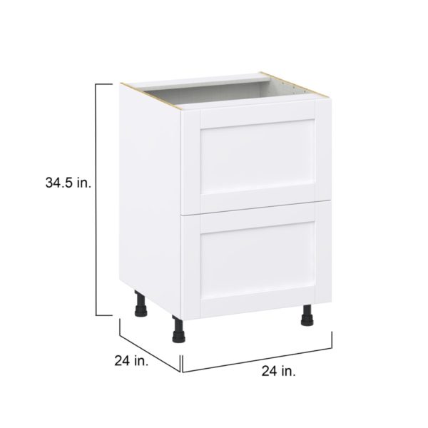 Dahlia Bright White  Shaker Assembled Base Cabinet with 2 Drawers (24 in. W x 34.5 in. H x 24 in. D)