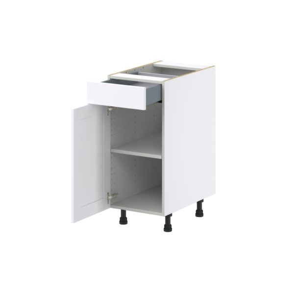 Dahlia Bright White  Shaker Assembled Base Cabinet with 1 Door and 1 Drawer (15 in. W x 34.5 in. H x 24 in. D)