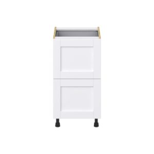 Dahlia Bright White  Shaker Assembled Base Cabinet with 2 Drawers and 1 Inner Drawer (18 in. W x 34.5 in. H x 24 in. D)