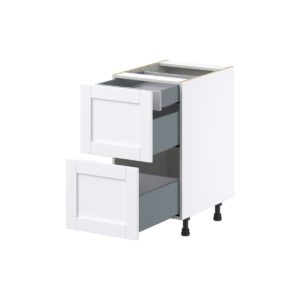 Dahlia Bright White  Shaker Assembled Base Cabinet with 2 Drawers and 1 Inner Drawer (18 in. W x 34.5 in. H x 24 in. D)