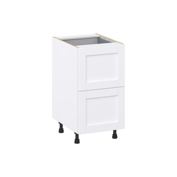 Dahlia Bright White  Shaker Assembled Base Cabinet with 2 Drawers and 1 Inner Drawer (18 in. W x 34.5 in. H x 24 in. D)