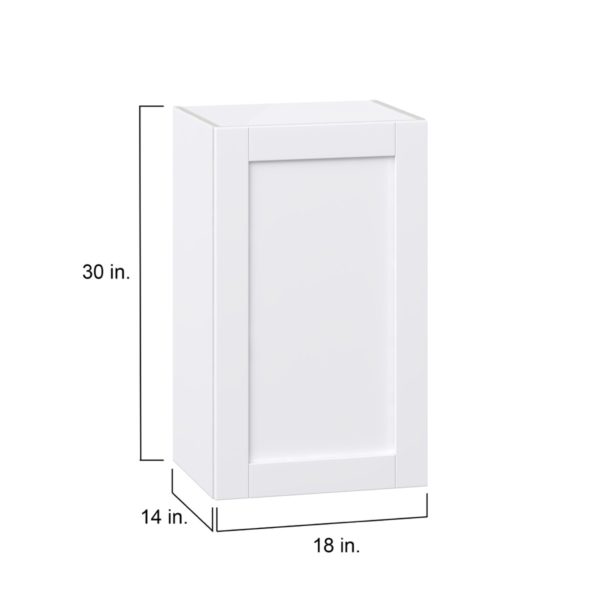 Dahlia Bright White  Shaker Assembled Wall  Cabinet with Full high Door (18 in. W x 30 in. H x 14 in. D)