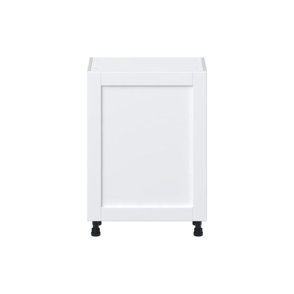 Dahlia Bright White  Shaker Assembled Shallow Base Cabinet with a Full High Door (24 in. W x 34.5 in. H x 14 in. D)