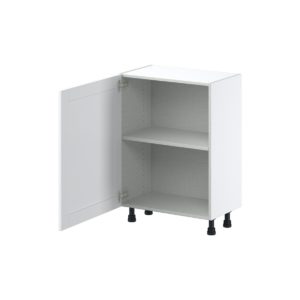 Dahlia Bright White  Shaker Assembled Shallow Base Cabinet with a Full High Door (24 in. W x 34.5 in. H x 14 in. D)