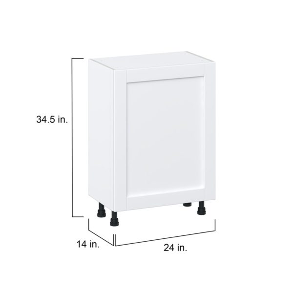 Dahlia Bright White  Shaker Assembled Shallow Base Cabinet with a Full High Door (24 in. W x 34.5 in. H x 14 in. D)