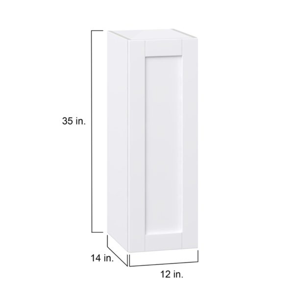 Dahlia Bright White  Shaker Assembled Wall  Cabinet with Full High Door (12 in. W x 35 in. H x 14 in. D)