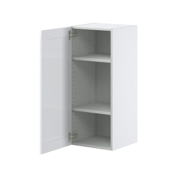 Dahlia Bright White  Shaker Assembled Wall  Cabinet with Full High Door (15 in. W x 35 in. H x 14 in. D)