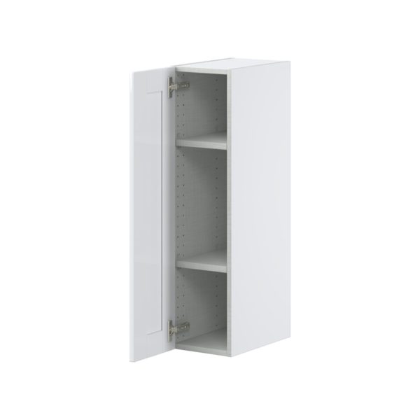 Dahlia Bright White  Shaker Assembled Wall  Cabinet with Full High Door (9 in. W x 35 in. H x 14 in. D)