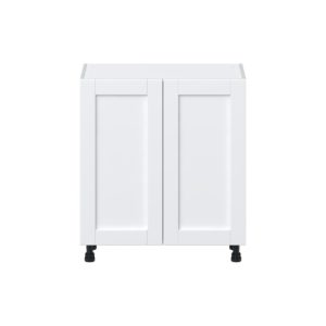 Dahlia Bright White  Shaker Assembled Shallow Base Cabinet with 2 Full High Doors (30 in. W x 34.5 in. H x 14 in. D)