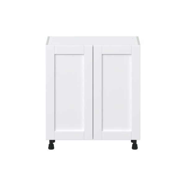 Dahlia Bright White  Shaker Assembled Shallow Base Cabinet with 2 Full High Doors (30 in. W x 34.5 in. H x 14 in. D)