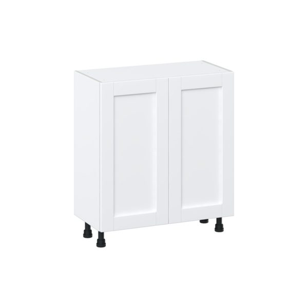 Dahlia Bright White  Shaker Assembled Shallow Base Cabinet with 2 Full High Doors (30 in. W x 34.5 in. H x 14 in. D)