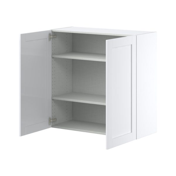 Dahlia Bright White  Shaker Assembled Wall  Cabinet with 2 Full High Doors (36 in. W x 35 in. H x 14 in. D)