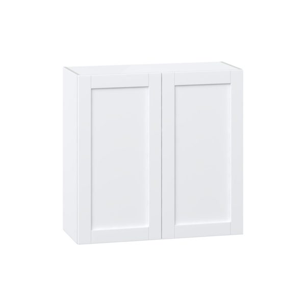 Dahlia Bright White  Shaker Assembled Wall  Cabinet with 2 Full High Doors (36 in. W x 35 in. H x 14 in. D)