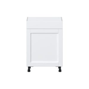 Dahlia Bright White  Shaker Assembled Shallow Base Cabinet with 1 Door and 1 Drawer (24 in. W x 34.5 in. H x 14 in. D)