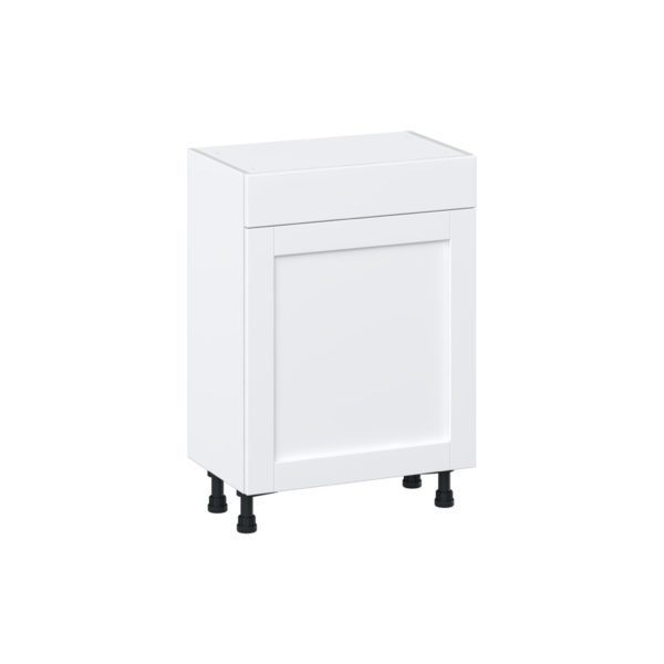 Dahlia Bright White  Shaker Assembled Shallow Base Cabinet with 1 Door and 1 Drawer (24 in. W x 34.5 in. H x 14 in. D)