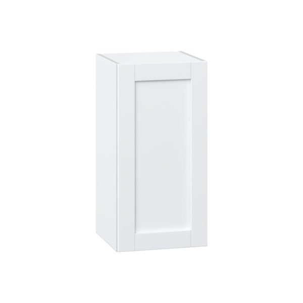 Dahlia Bright White  Shaker Assembled Wall  Cabinet with Full High Door (15 in. W x 30 in. H x 14 in. D)