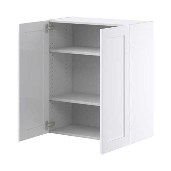 Dahlia Bright White  Shaker Assembled Wall  Cabinet with 2 Full High Doors (30 in. W x 35 in. H x 14 in. D)