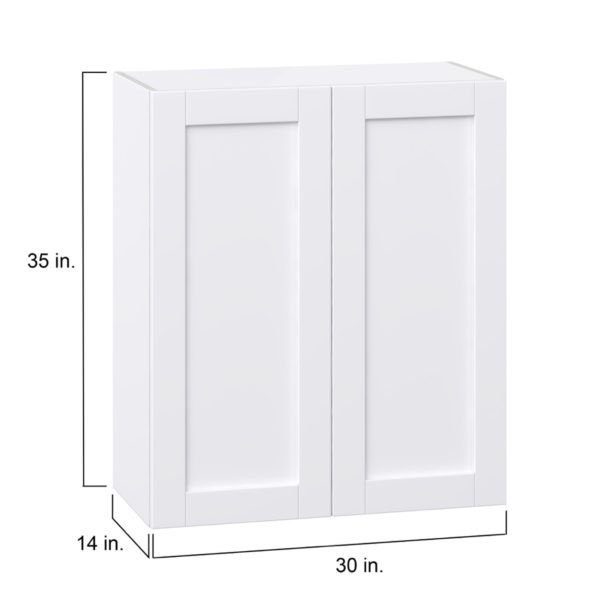 Dahlia Bright White  Shaker Assembled Wall  Cabinet with 2 Full High Doors (30 in. W x 35 in. H x 14 in. D)