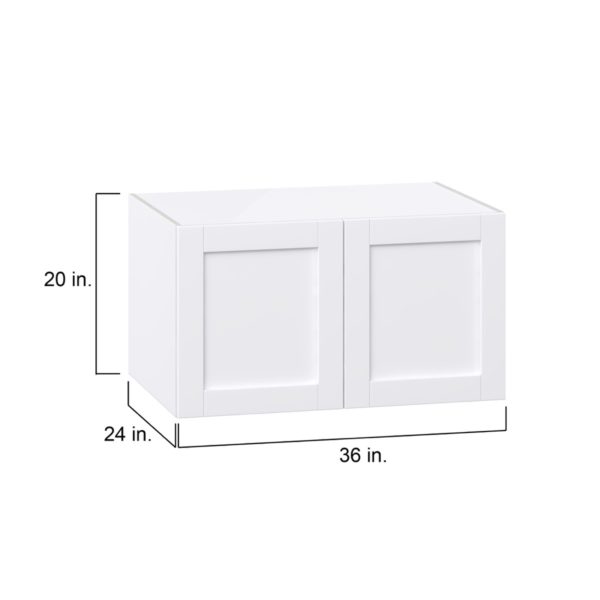 Dahlia Bright White  Shaker Assembled Deep Wall Bridge  Cabinet (36 in. W X 20 in. H X 24 in. D)