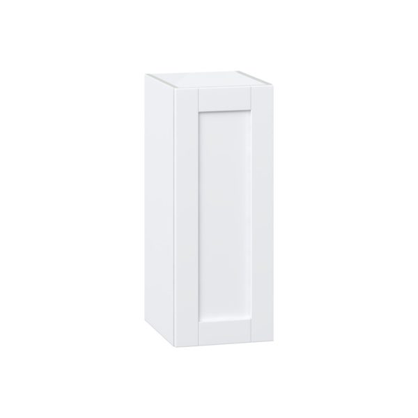 Dahlia Bright White  Shaker Assembled Wall  Cabinet With Full High Door (12 in. W x 30 in. H x 14 in. D)