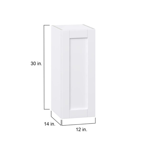 Dahlia Bright White  Shaker Assembled Wall  Cabinet With Full High Door (12 in. W x 30 in. H x 14 in. D)