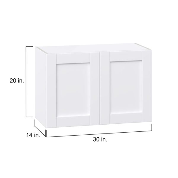 Dahlia Bright White  Shaker Assembled  Wall Bridge Cabinet (30 in. W X 20 in. H X 14 in. D)