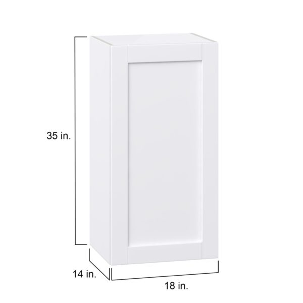 Dahlia Bright White  Shaker Assembled Wall  Cabinet with Full High Door (18 in. W x 35 in. H x 14 in. D)