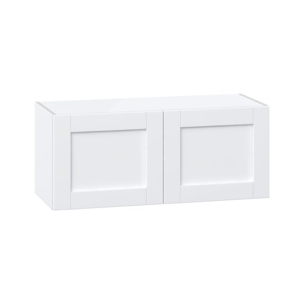 Dahlia Bright White  Shaker Assembled Wall Bridge  Cabinet (36 in. W X 15 in. H X 14 in. D)