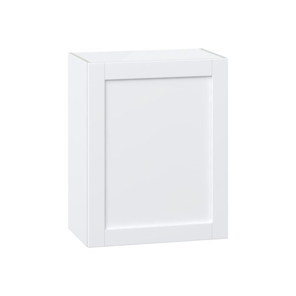 Dahlia Bright White  Shaker Assembled Wall  Cabinet with Full High Door (24 in. W x 30 in. H x 14 in. D)