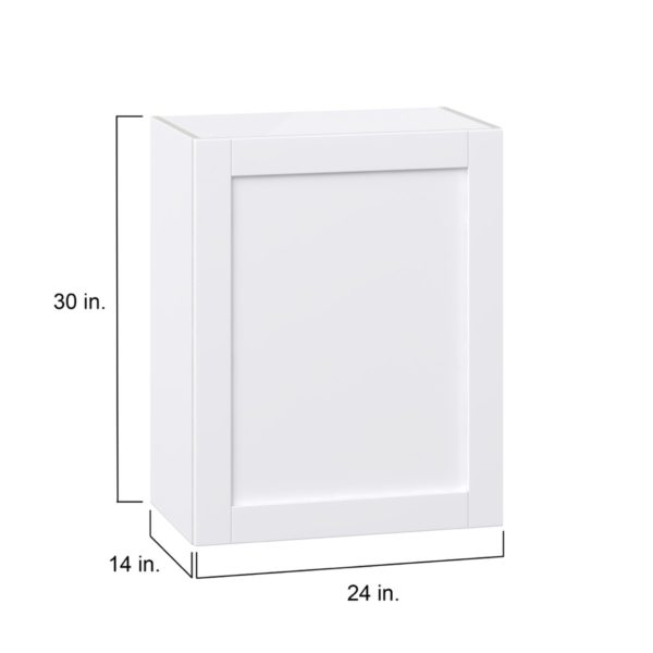 Dahlia Bright White  Shaker Assembled Wall  Cabinet with Full High Door (24 in. W x 30 in. H x 14 in. D)