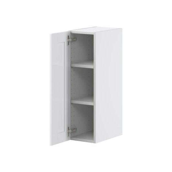 Dahlia Bright White  Shaker Assembled Wall  Cabinet with Full High Door (9 in. W x 30 in. H x 14 in. D)