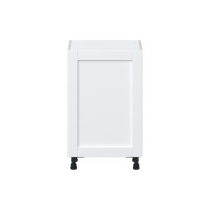 Dahlia Bright White  Shaker Assembled Shallow Base Cabinet with a Full High Door (21 in. W x 34.5 in. H x 14 in. D)