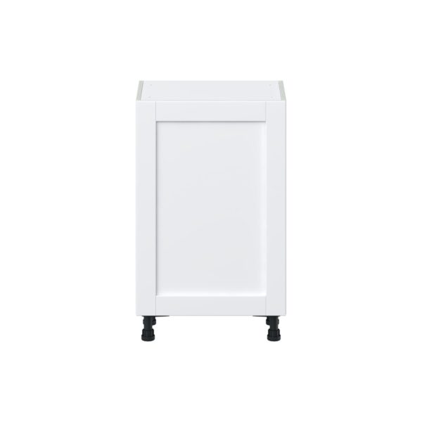 Dahlia Bright White  Shaker Assembled Shallow Base Cabinet with a Full High Door (21 in. W x 34.5 in. H x 14 in. D)